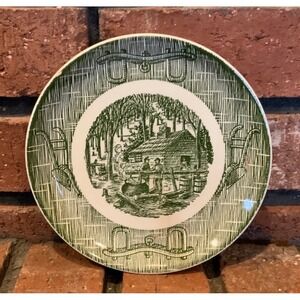 Vintage 6" Green Cabin Homestead Cooking Decorative Plate